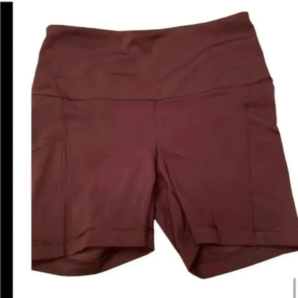 YOGALICIOUS LUX HIGH WAISTED BIKER SHORTS WITH POCKETS”SCARLET DUSK” 5”SZ S - Picture 7 of 8